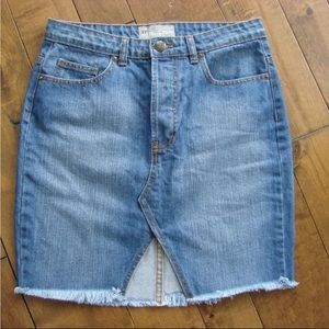 Free People raw hem denim skirt